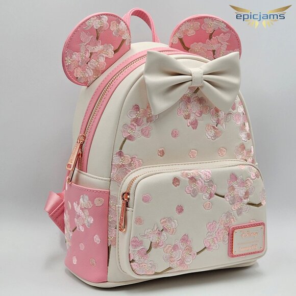 Loungefly Disney Minnie Mouse Cherry Blossom Ears Mini Backpack - Picture 2 of 5